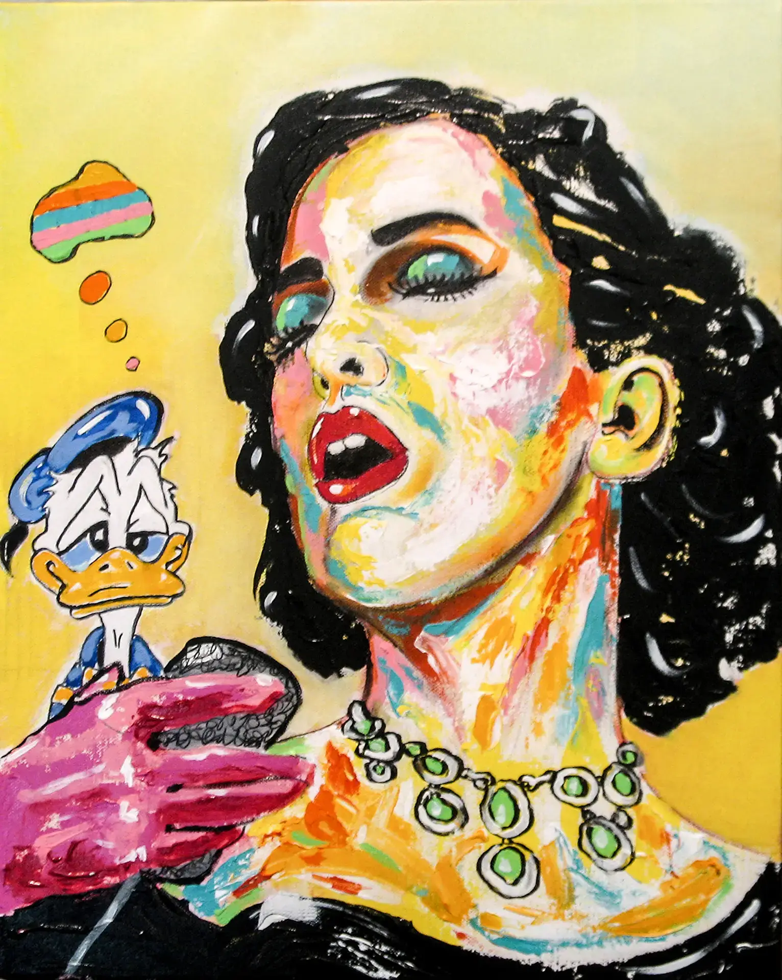 2016 06 DONALDS SIDE STEP 40x50x4cm mixed media on canvas SOLD